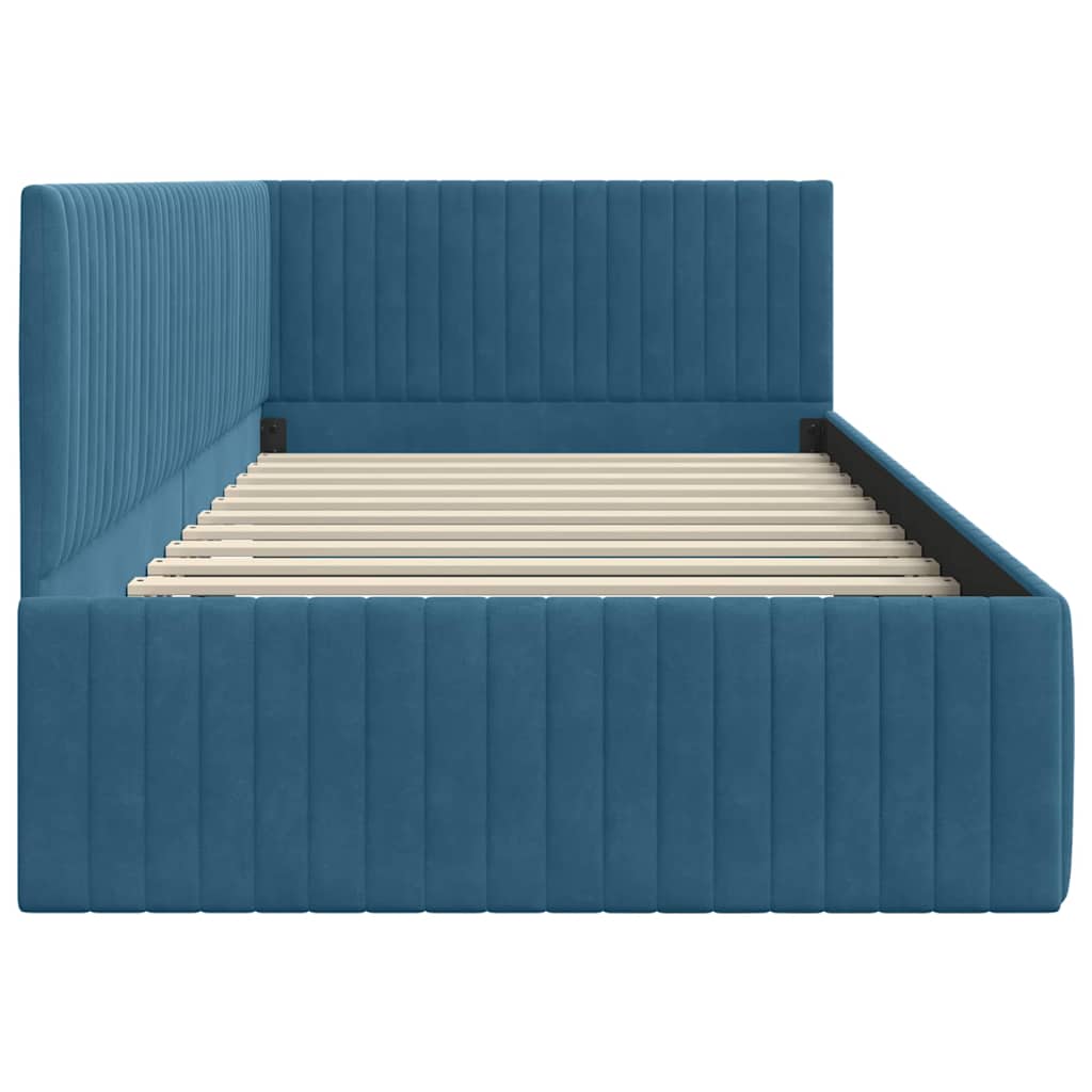 Estructura de cama en esquina Azul 100 cm x 200 cm Terciopelo