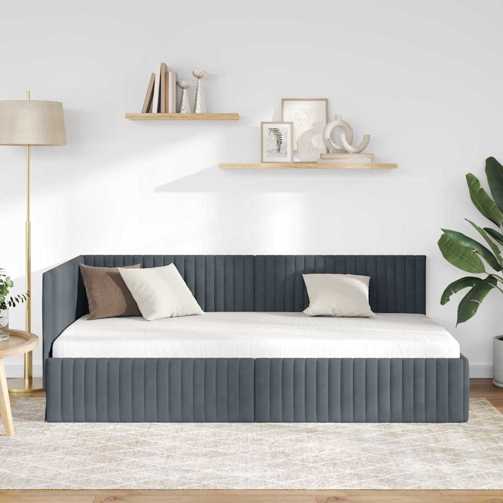 Estructura de cama en esquina Gris oscuro 100 cm x 200 cm
