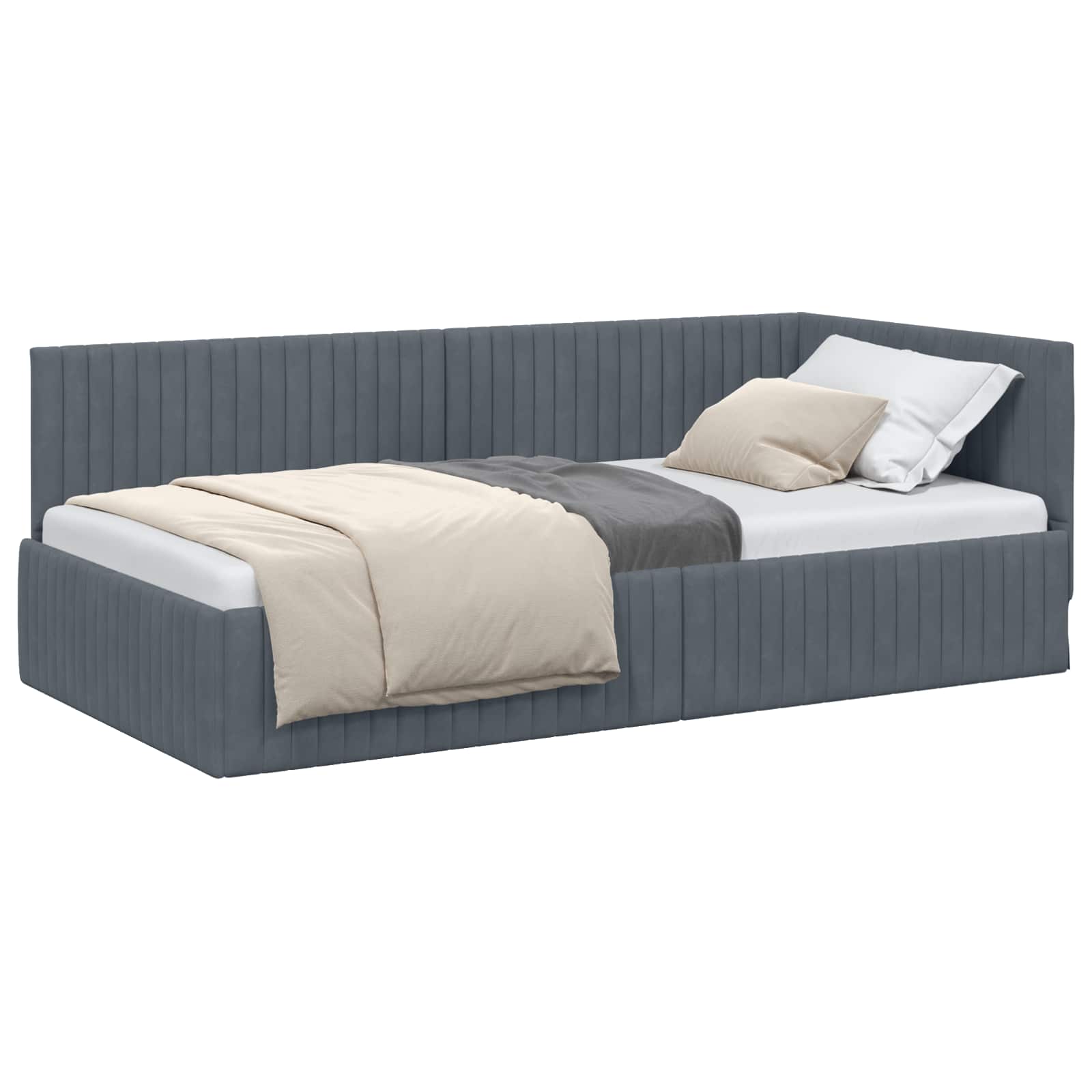 Estructura de cama en esquina Gris oscuro 100 cm x 200 cm