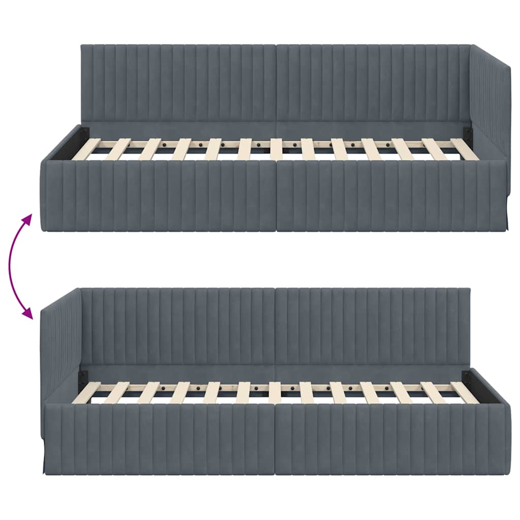 Estructura de cama en esquina Gris oscuro 100 cm x 200 cm