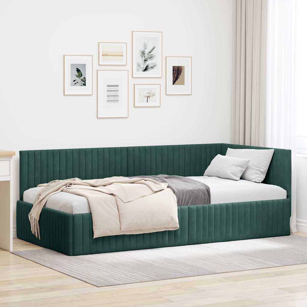 Estructura de cama en esquina Verde oscuro 100 cm x 200 cm