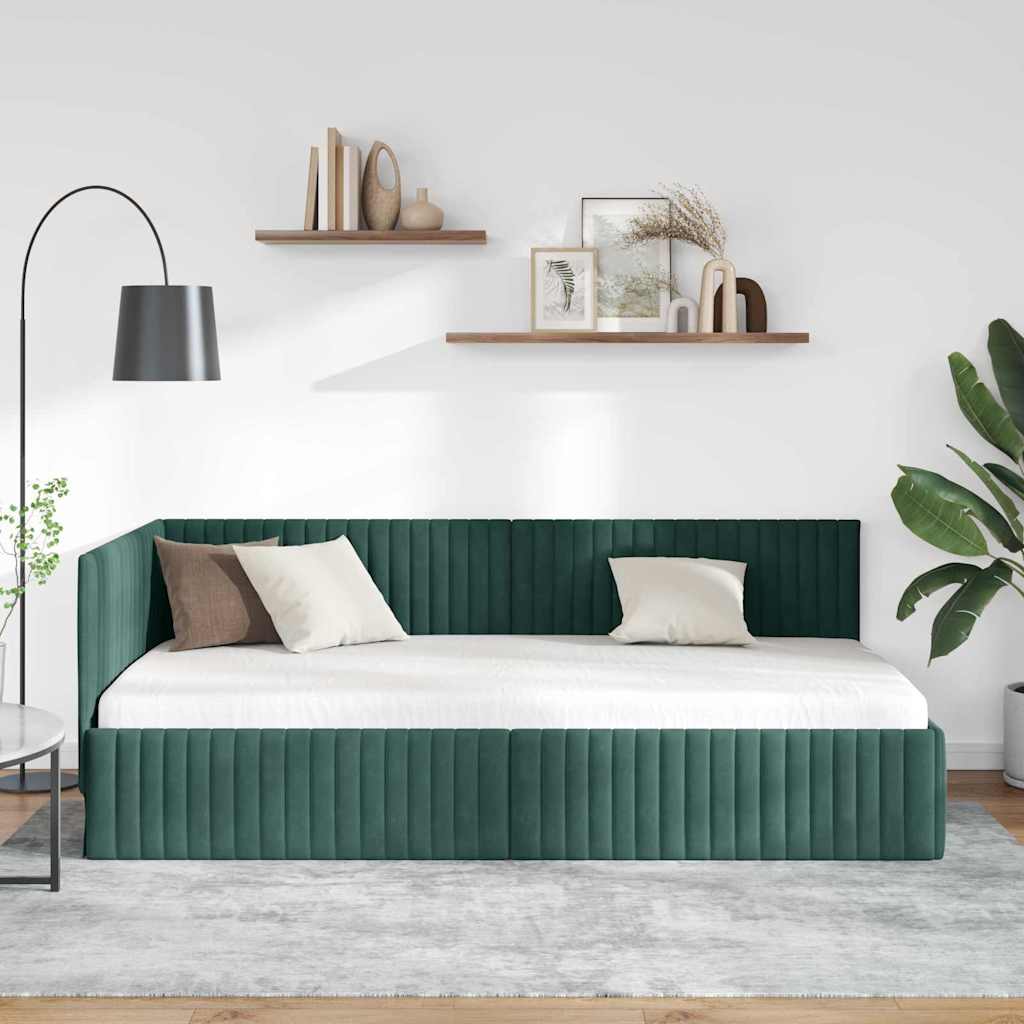 Estructura de cama en esquina Verde oscuro 100 cm x 200 cm