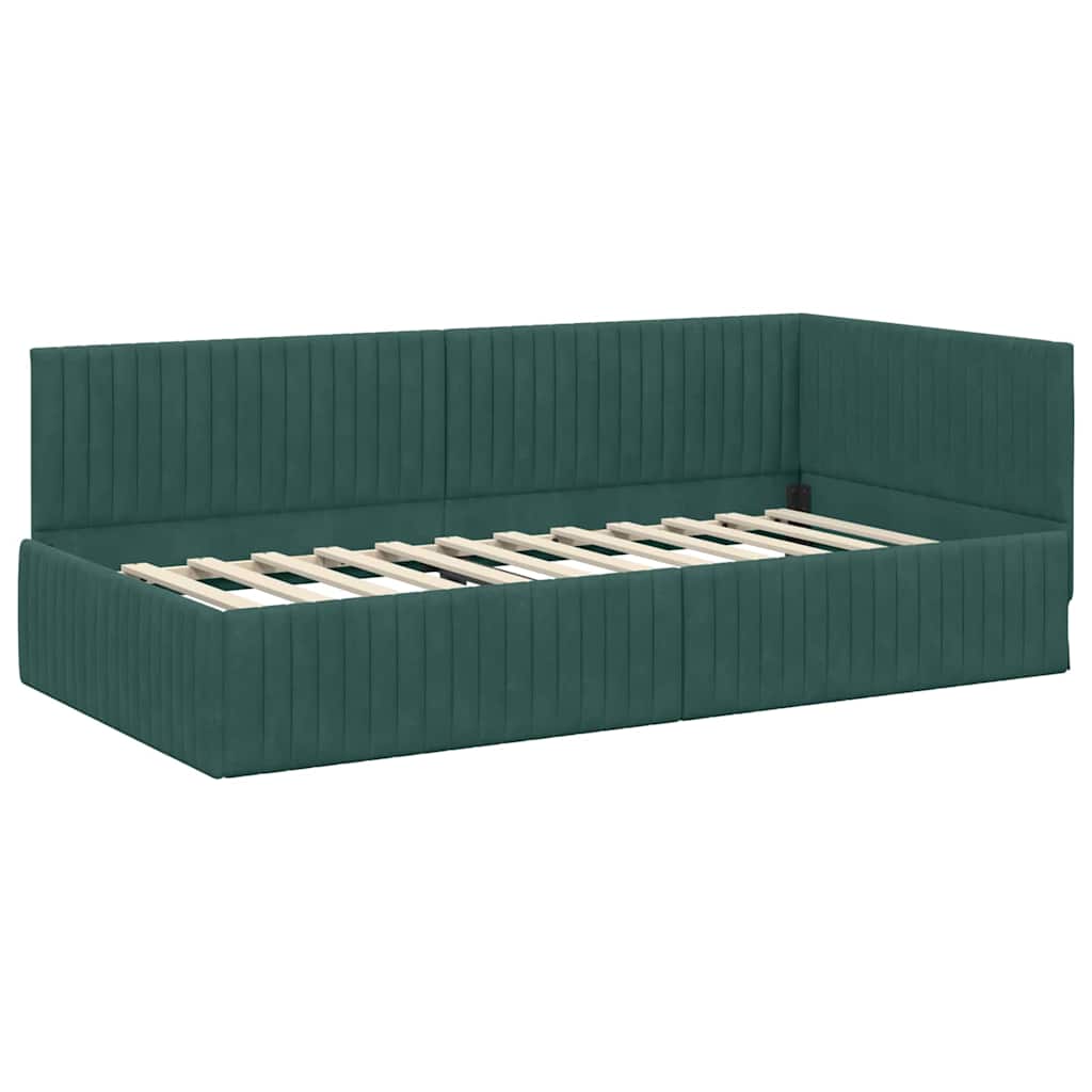 Estructura de cama en esquina Verde oscuro 100 cm x 200 cm