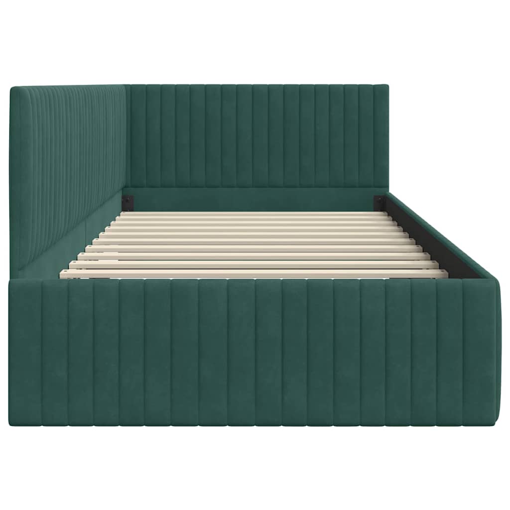 Estructura de cama en esquina Verde oscuro 100 cm x 200 cm