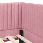 Estructura de cama en esquina Rosa 100 cm x 200 cm Terciopelo