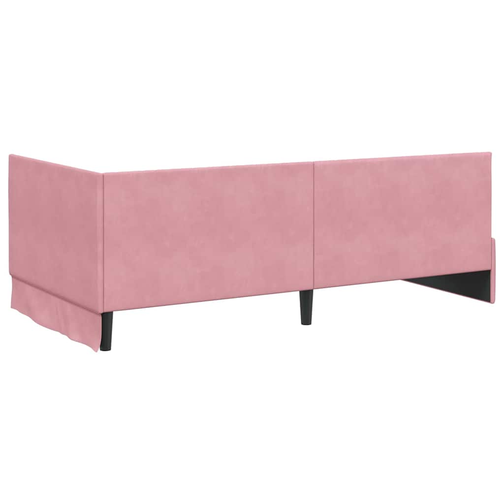Estructura de cama en esquina Rosa 100 cm x 200 cm Terciopelo