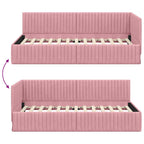 Estructura de cama en esquina Rosa 100 cm x 200 cm Terciopelo