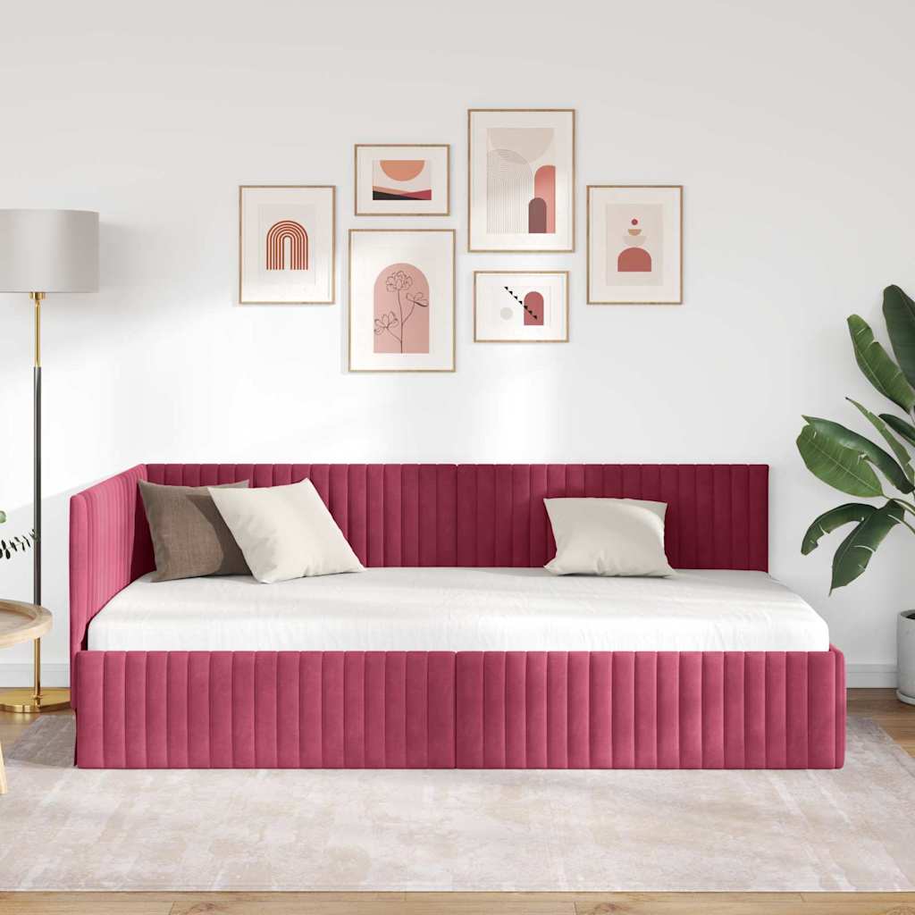 Estructura de cama en esquina Rojo vino 100 cm x 200 cm