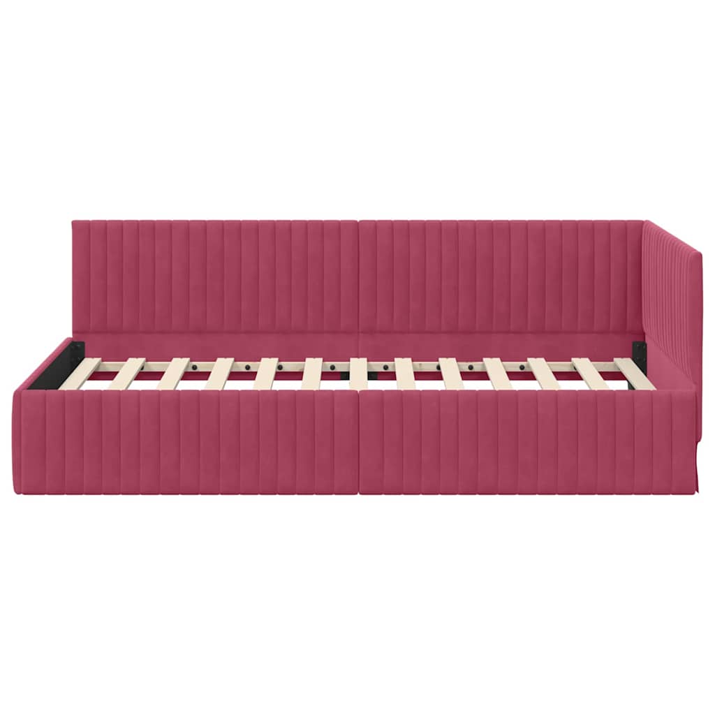 Estructura de cama en esquina Rojo vino 100 cm x 200 cm