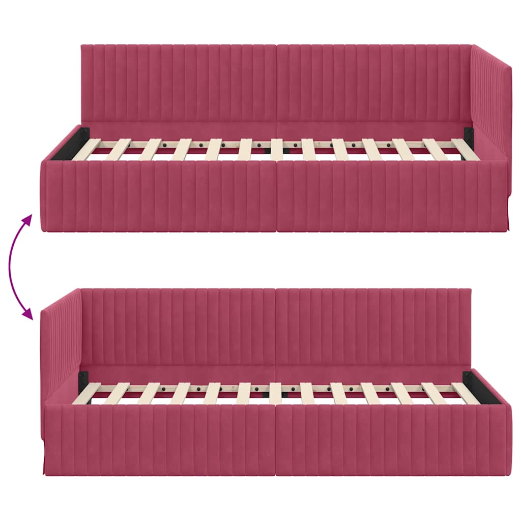 Estructura de cama en esquina Rojo vino 100 cm x 200 cm