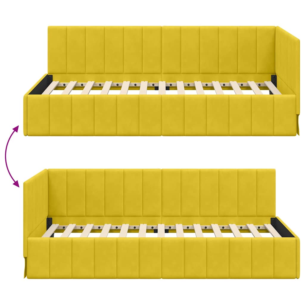 Estructura de cama en esquina Amarillo 100 cm x 200 cm