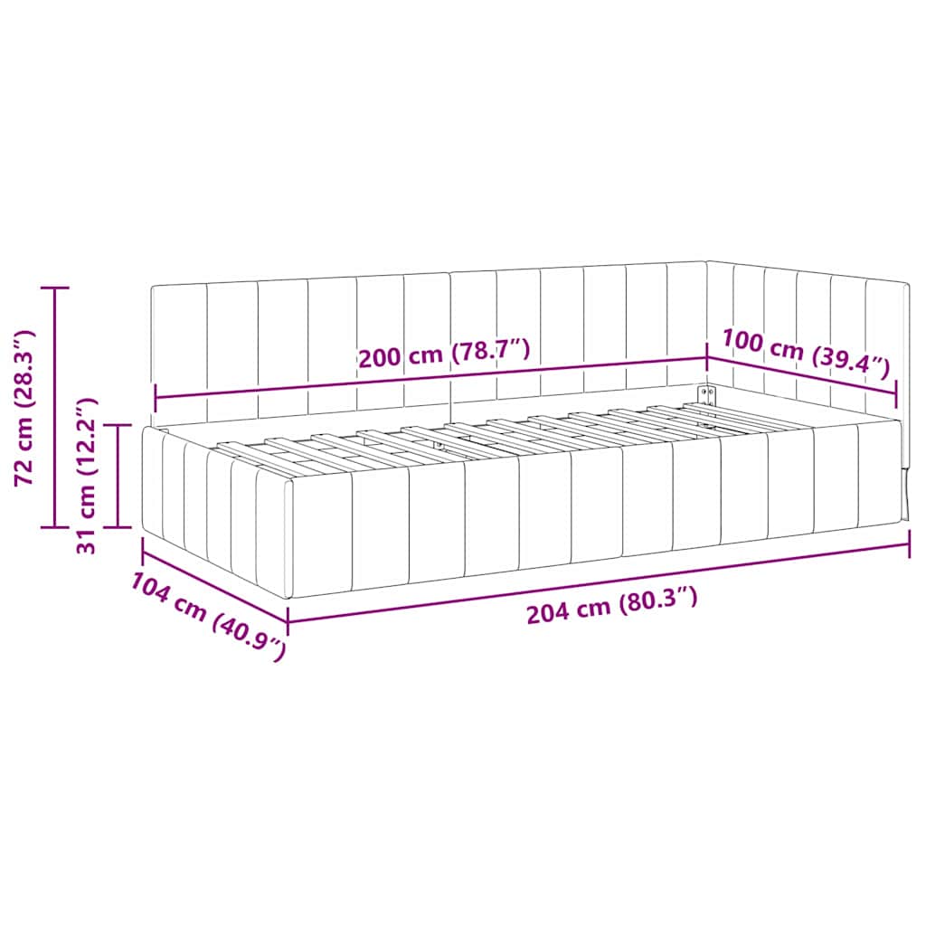 Estructura de cama en esquina Amarillo 100 cm x 200 cm