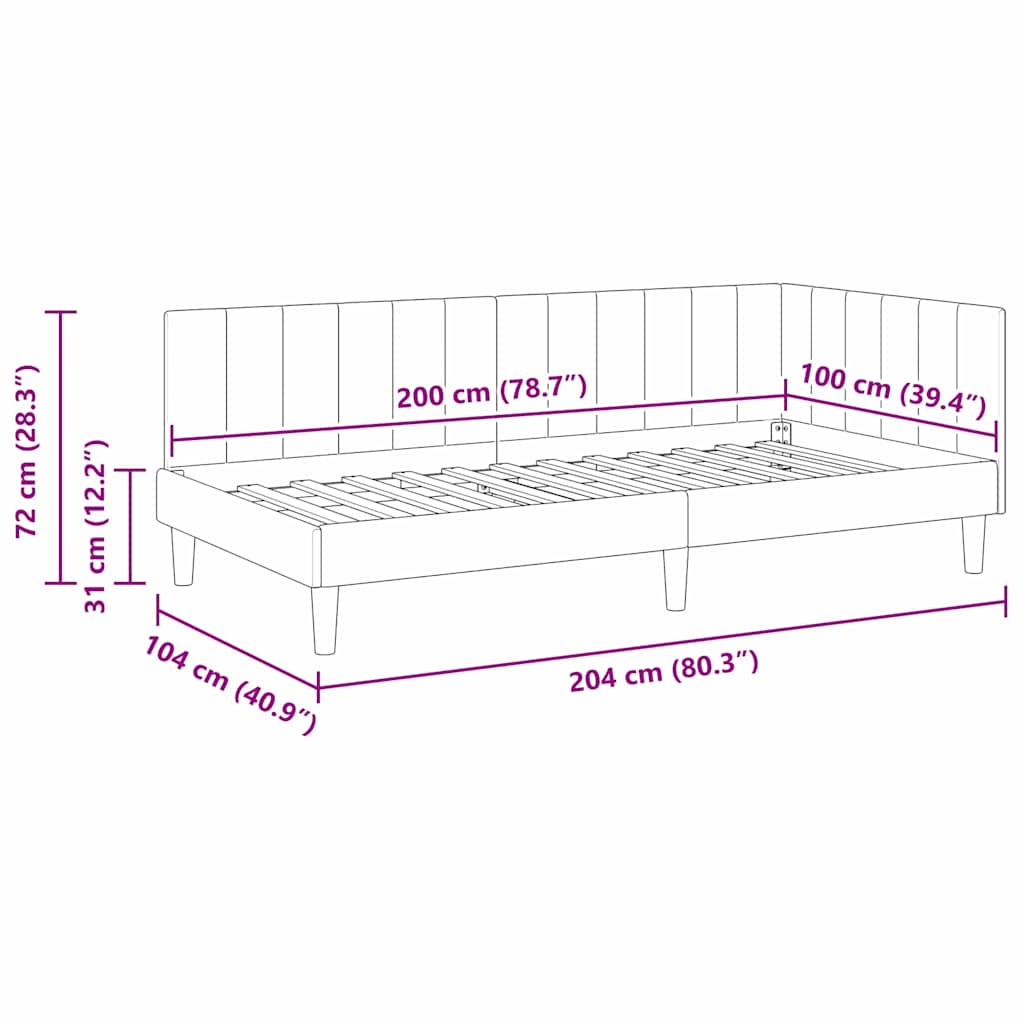 Estructura de cama en esquina Amarillo 100 cm x 200 cm