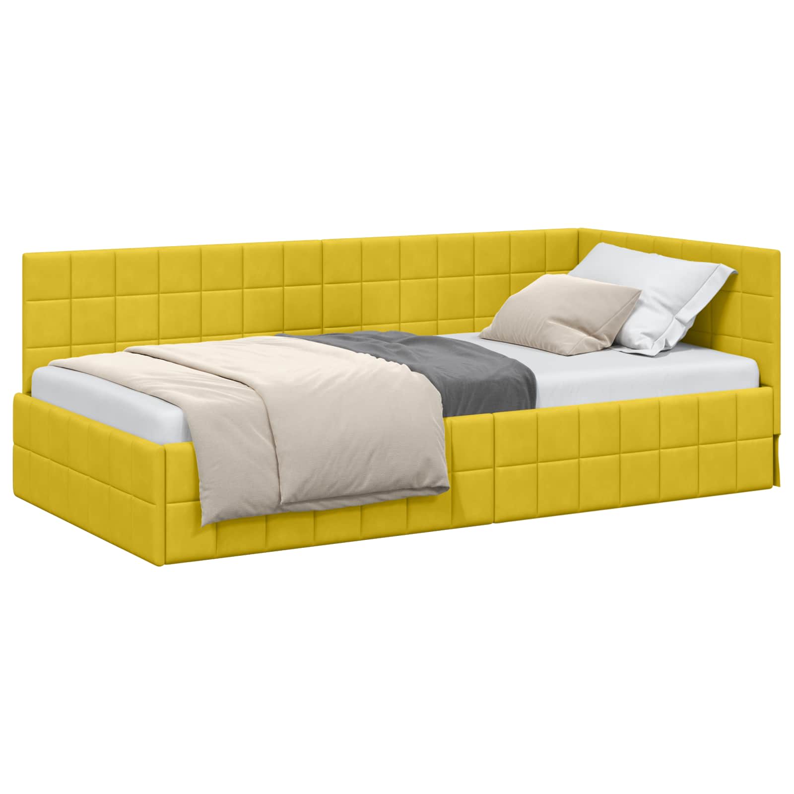 Estructura de cama en esquina Amarillo 100 cm x 200 cm