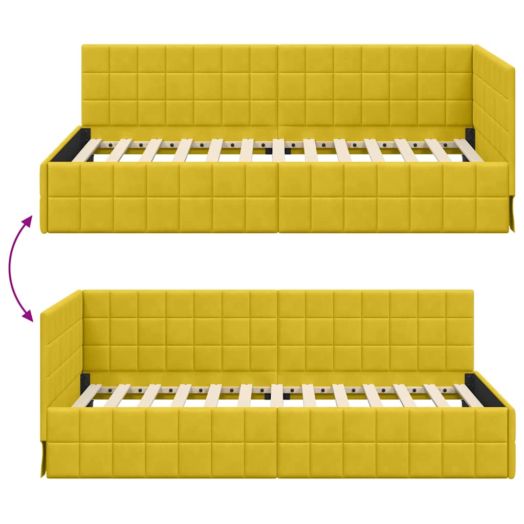 Estructura de cama en esquina Amarillo 100 cm x 200 cm