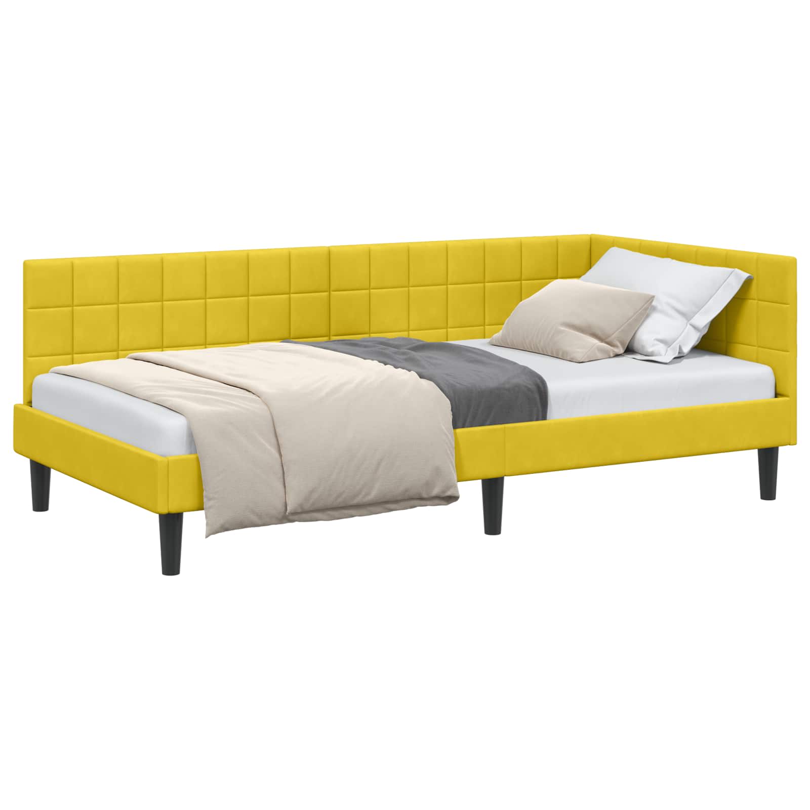 Estructura de cama en esquina Amarillo 100 cm x 200 cm
