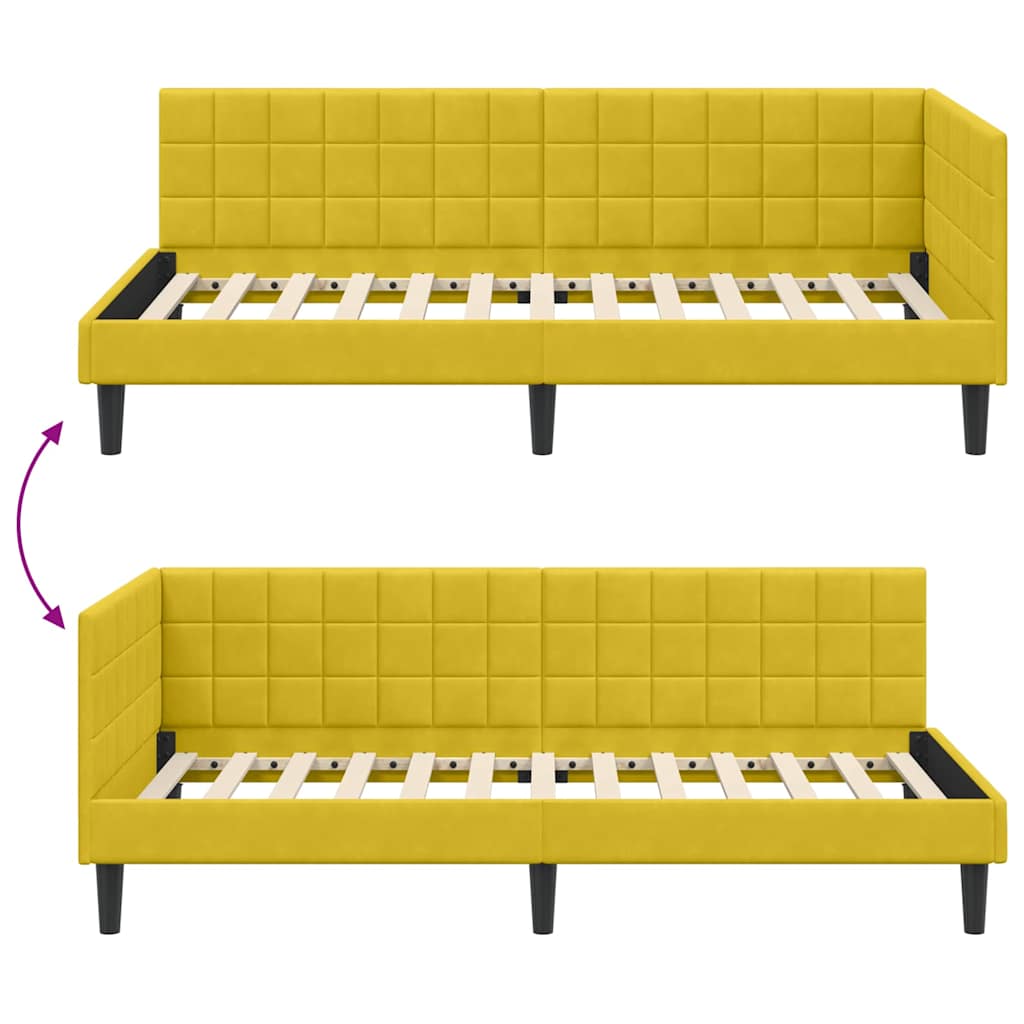 Estructura de cama en esquina Amarillo 100 cm x 200 cm
