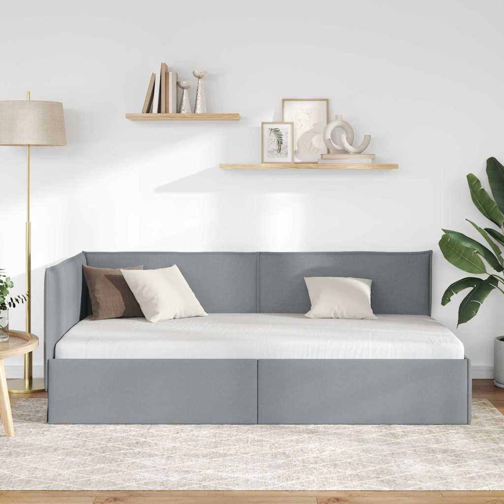 Estructura de cama en esquina Gris Claro 80 x 200 cm tela