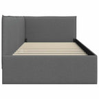 Estructura de cama en esquina Gris oscuro 80 x 200 cm tela