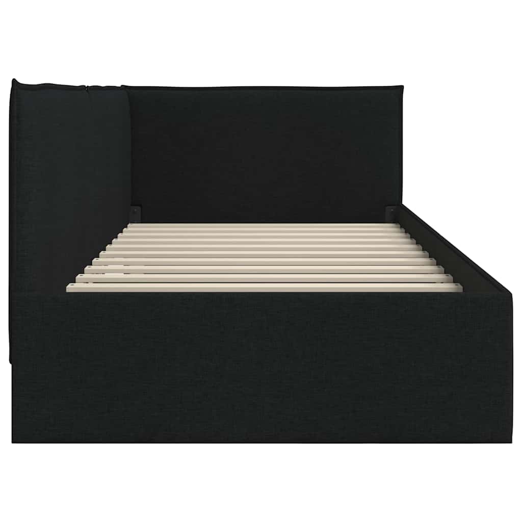 Estructura de cama en esquina Negro 80 x 200 cm tela