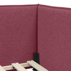 Estructura de cama en esquina Rojo vino 80 x 200 cm tela