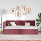 Estructura de cama en esquina Rojo vino 80 x 200 cm tela