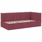 Estructura de cama en esquina Rojo vino 80 x 200 cm tela