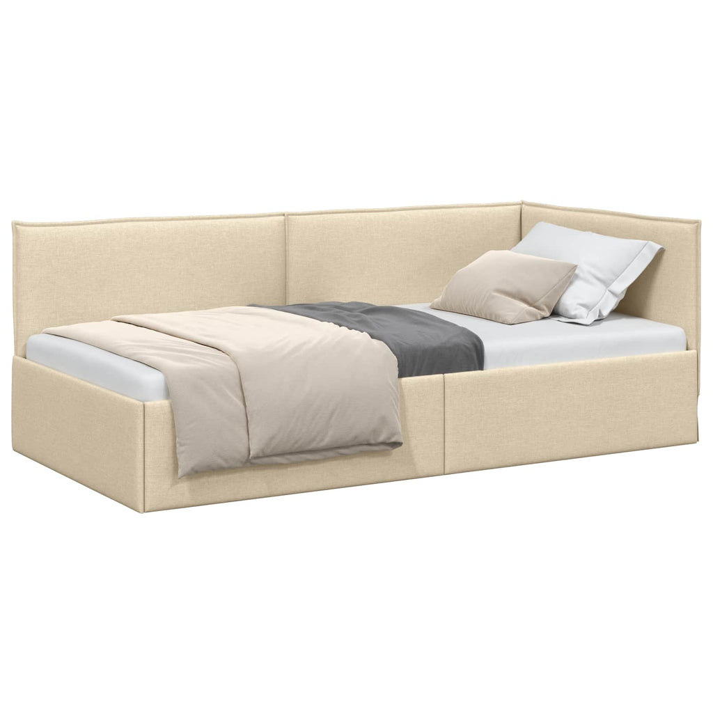Estructura de cama en esquina Crema 80 x 200 cm tela