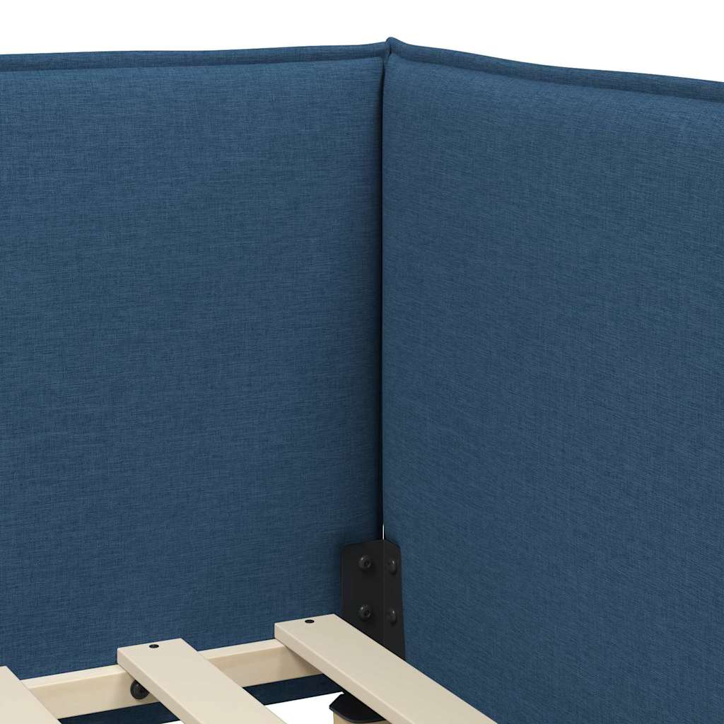 Estructura de cama en esquina Azul 80 x 200 cm tela