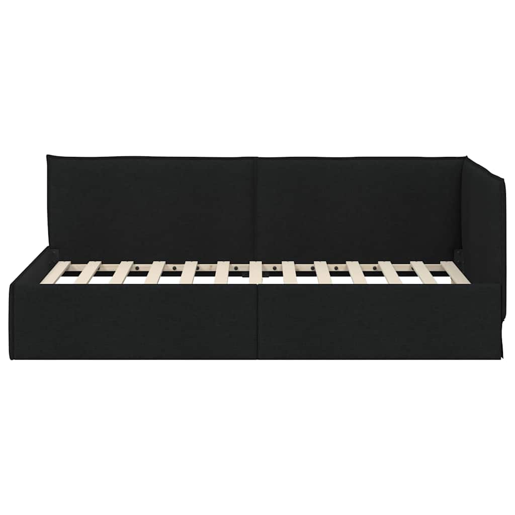 Estructura de cama en esquina Negro 90 x 190 cm tela