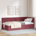 Estructura de cama en esquina Rojo vino 90 x 190 cm tela