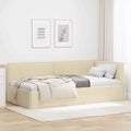 Estructura de cama en esquina Crema 90 x 190 cm tela