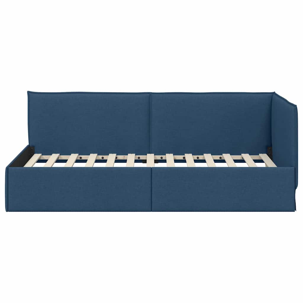 Estructura de cama en esquina Azul 90 x 190 cm tela