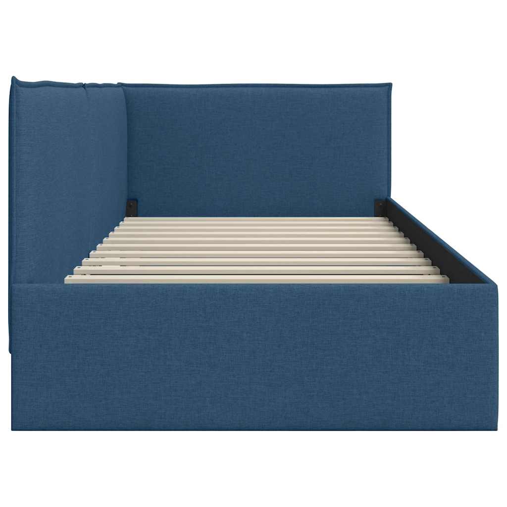 Estructura de cama en esquina Azul 90 x 190 cm tela