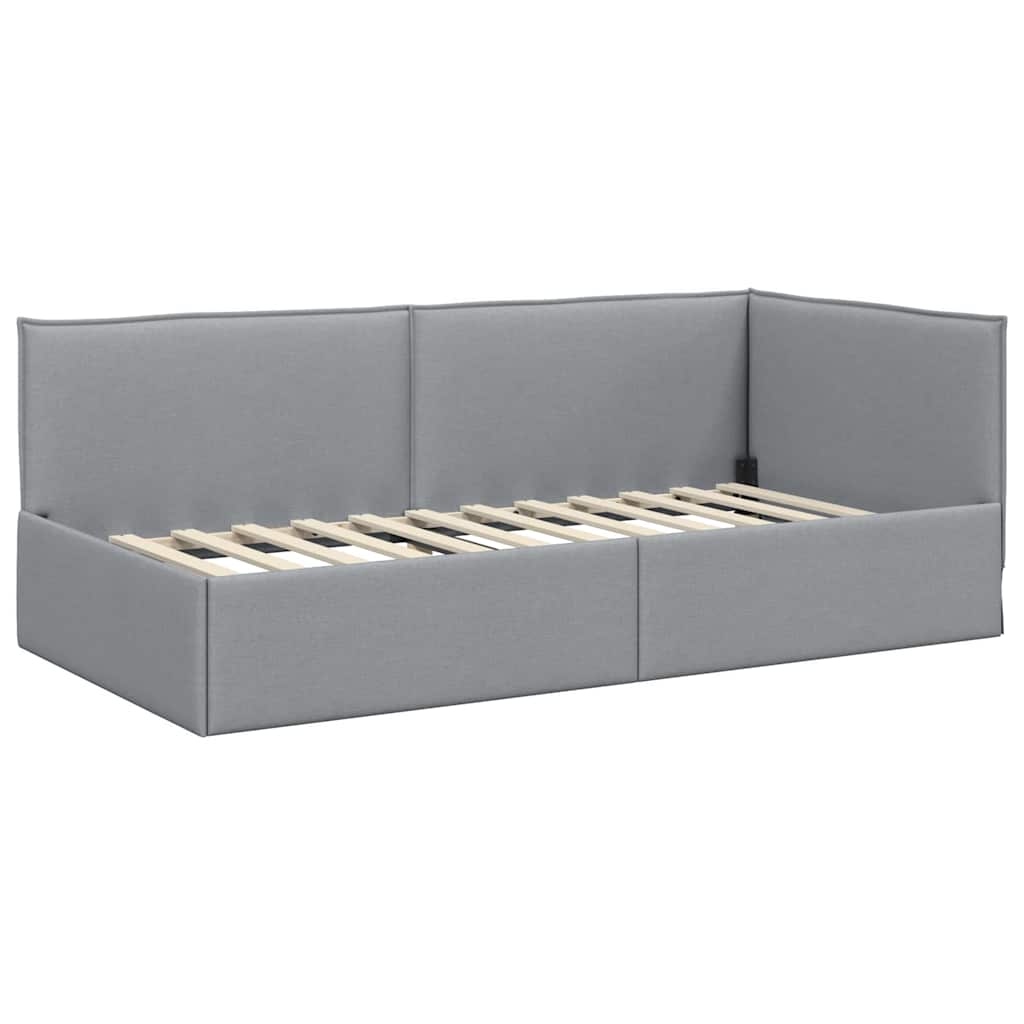 Estructura de cama en esquina Gris Claro 90 x 200 cm tela