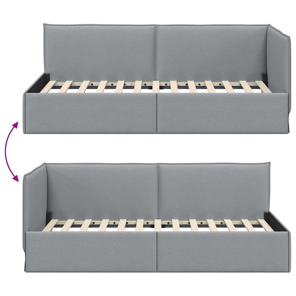 Estructura de cama en esquina Gris Claro 90 x 200 cm tela