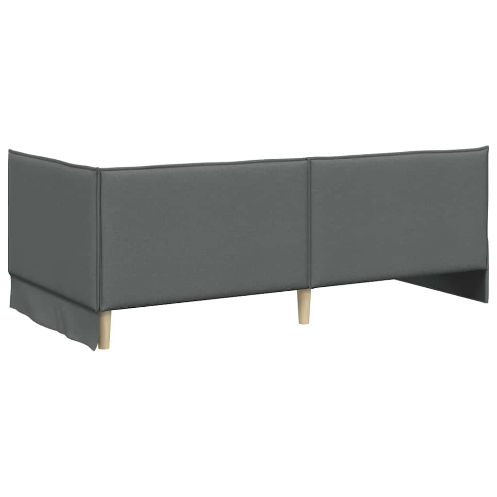 Estructura de cama en esquina Gris oscuro 90 x 200 cm tela