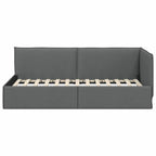 Estructura de cama en esquina Gris oscuro 90 x 200 cm tela