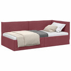 Estructura de cama en esquina Rojo vino 90 x 200 cm tela