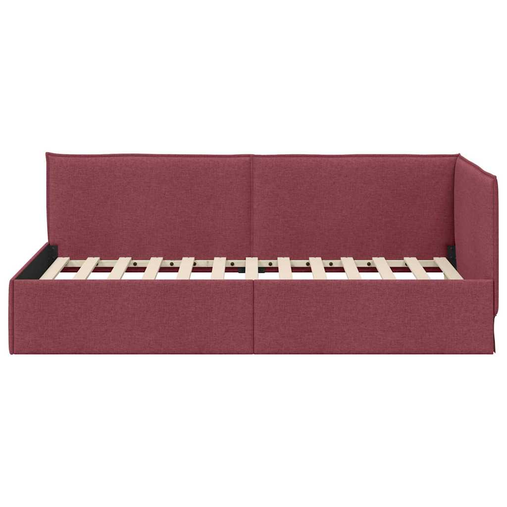 Estructura de cama en esquina Rojo vino 90 x 200 cm tela