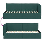 Estructura de cama en esquina Verde oscuro 90 x 200 cm tela