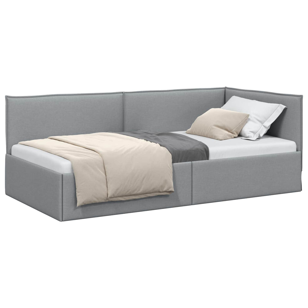 Estructura de cama en esquina Gris Claro 100 x 200 cm tela