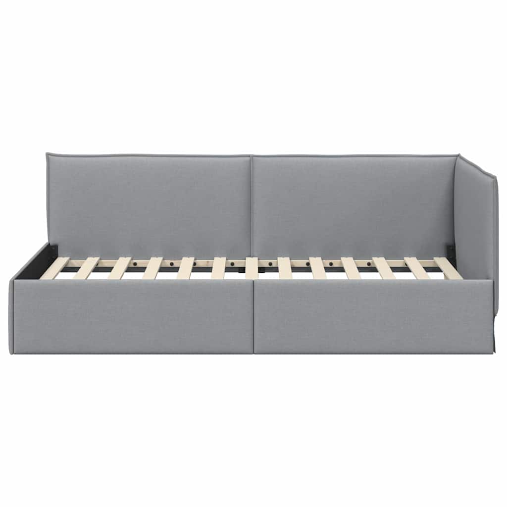Estructura de cama en esquina Gris Claro 100 x 200 cm tela
