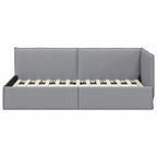 Estructura de cama en esquina Gris Claro 100 x 200 cm tela