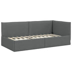 Estructura de cama en esquina Gris oscuro 100 x 200 cm tela