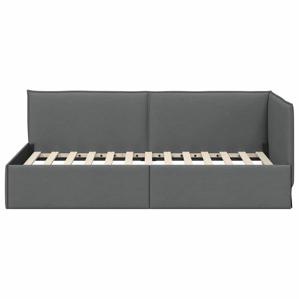 Estructura de cama en esquina Gris oscuro 100 x 200 cm tela