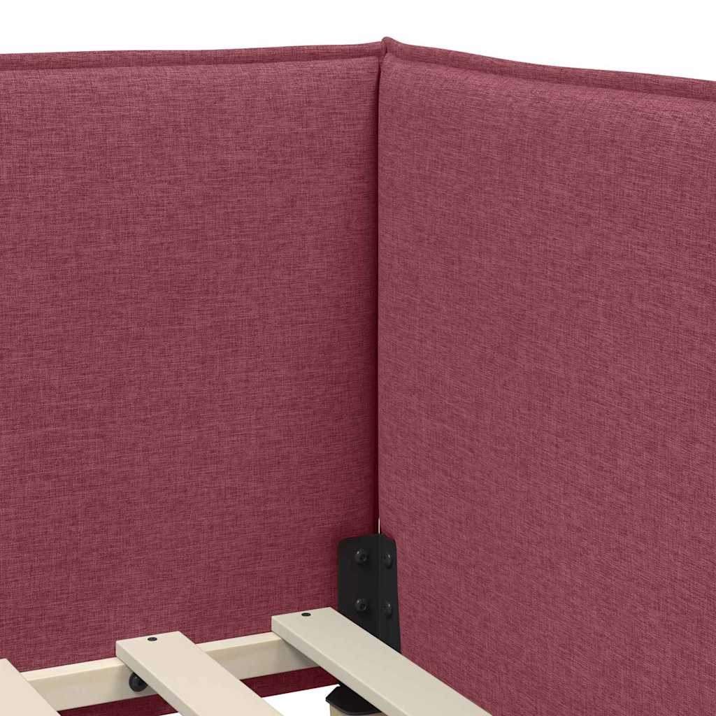Estructura de cama en esquina Rojo vino 100 x 200 cm tela