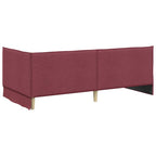 Estructura de cama en esquina Rojo vino 100 x 200 cm tela