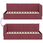 Estructura de cama en esquina Rojo vino 100 x 200 cm tela