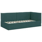 Estructura de cama en esquina Verde oscuro 100 x 200 cm tela